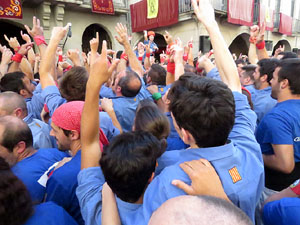 Fires 2017. La Diada Castellera a la plaça del Vi, amb els Marrecs de Salt, els Capgrossos de Mataró i els Minyons de Terrass