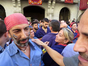 Fires 2017. La Diada Castellera a la plaça del Vi, amb els Marrecs de Salt, els Capgrossos de Mataró i els Minyons de Terrass