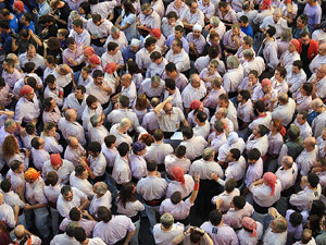 Fires 2017. La Diada Castellera a la plaça del Vi, amb els Marrecs de Salt, els Capgrossos de Mataró i els Minyons de Terrass