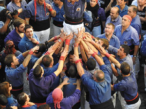 Fires 2017. La Diada Castellera a la plaça del Vi, amb els Marrecs de Salt, els Capgrossos de Mataró i els Minyons de Terrass