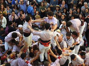 Fires 2017. La Diada Castellera a la plaça del Vi, amb els Marrecs de Salt, els Capgrossos de Mataró i els Minyons de Terrass