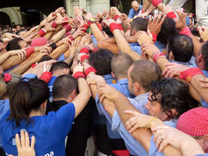 Fires 2017. La Diada Castellera a la plaça del Vi, amb els Marrecs de Salt, els Capgrossos de Mataró i els Minyons de Terrass