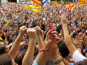 Manifestaci&oacute; 'Els col&middot;legis, sempre nostres!' davant la seu de la Generalitat de Catalunya