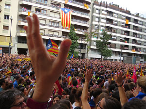 Manifestaci&oacute; 'Els col&middot;legis, sempre nostres!' davant la seu de la Generalitat de Catalunya