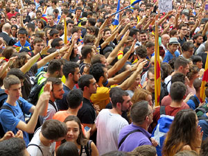 Manifestaci&oacute; 'Els col&middot;legis, sempre nostres!' davant la seu de la Generalitat de Catalunya