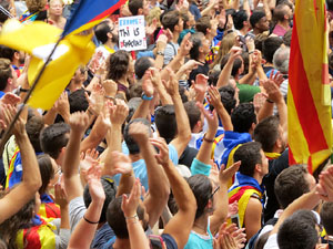 Manifestaci&oacute; 'Els col&middot;legis, sempre nostres!' davant la seu de la Generalitat de Catalunya
