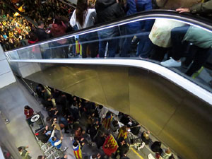 Vaga general 8 de novembre. Tall de les vies del TGV a Girona