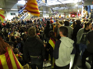 Vaga general 8 de novembre. Tall de les vies del TGV a Girona