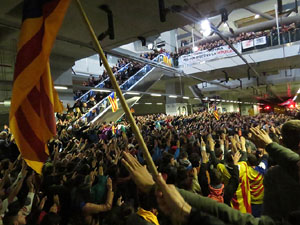 Vaga general 8 de novembre. Tall de les vies del TGV a Girona