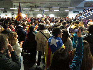 Vaga general 8 de novembre. Tall de les vies del TGV a Girona