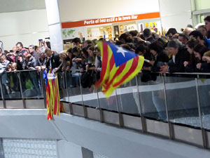 Vaga general 8 de novembre. Tall de les vies del TGV a Girona