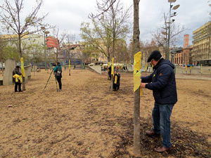 Teixint llibertats. Acci&oacute; dins de la campanya per reclamar la llibertat dels presos pol&iacute;tics a la pla&ccedil;a de la Constituci&oacute;
