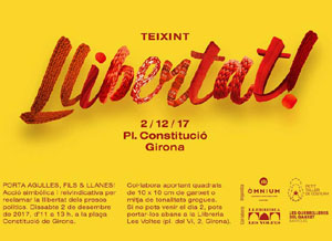 Teixint llibertats. Acci&oacute; dins de la campanya per reclamar la llibertat dels presos pol&iacute;tics a la pla&ccedil;a de la Constituci&oacute;