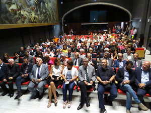 Diada Nacional 2017. Acte institucional a l'Auditori Josep Irla, amb parlaments de Marta Madrenas, Fermí Santamaria i Dolors Bassa