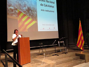 Diada Nacional 2017. Acte institucional a l'Auditori Josep Irla, amb parlaments de Marta Madrenas, Fermí Santamaria i Dolors Bassa