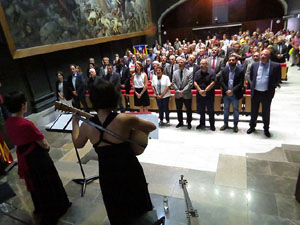 Diada Nacional 2017. Acte institucional a l'Auditori Josep Irla, amb parlaments de Marta Madrenas, Ferm&iacute; Santamaria i Dolors Bassa