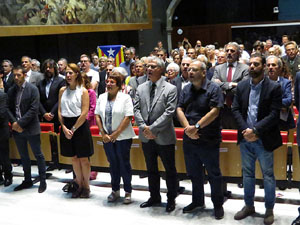 Diada Nacional 2017. Acte institucional a l'Auditori Josep Irla, amb parlaments de Marta Madrenas, Ferm&iacute; Santamaria i Dolors Bassa