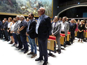 Diada Nacional 2017. Acte institucional a l'Auditori Josep Irla, amb parlaments de Marta Madrenas, Ferm&iacute; Santamaria i Dolors Bassa