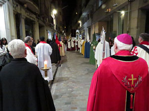 Setmana Santa 2018 a Girona. Process&oacute; del Sant Enterrament