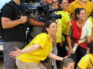 Arribada a la pla&ccedil;a de la Independ&egrave;ncia de la Flama del Canig&oacute; 2018