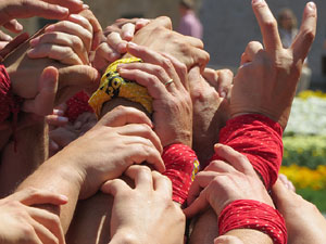 Temps de Flors 2018. Diada Castellera a la pla&ccedil;a de Sant Feliu amb els Marrecs de Salt, els Xics de Granollers, i els Sagals d�Osona