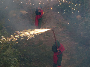 Festival Und&agrave;rius 2018. Correfoc amb el Petit Drac Major de Girona i els Trons de l'Onyar