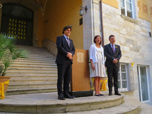Diada Nacional 2018. Acte institucional al Pati de les Magnòlies, amb parlaments de Marta Madrenas, Miquel Noguer i Pere Vila