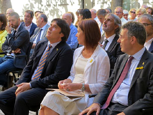 Diada Nacional 2018. Acte institucional al Pati de les Magnòlies, amb parlaments de Marta Madrenas, Miquel Noguer i Pere Vila