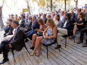 Diada Nacional 2018. Acte institucional al Pati de les Magnòlies, amb parlaments de Marta Madrenas, Miquel Noguer i Pere Vila