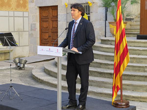 Diada Nacional 2018. Acte institucional al Pati de les Magnòlies, amb parlaments de Marta Madrenas, Miquel Noguer i Pere Vila