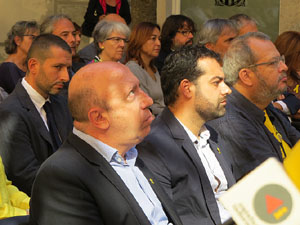 Diada Nacional 2018. Acte institucional al Pati de les Magnòlies, amb parlaments de Marta Madrenas, Miquel Noguer i Pere Vila