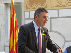 Diada Nacional 2018. Acte institucional al Pati de les Magnòlies, amb parlaments de Marta Madrenas, Miquel Noguer i Pere Vila