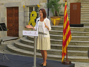 Diada Nacional 2018. Acte institucional al Pati de les Magnòlies, amb parlaments de Marta Madrenas, Miquel Noguer i Pere Vila