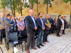 Diada Nacional 2018. Acte institucional al Pati de les Magnòlies, amb parlaments de Marta Madrenas, Miquel Noguer i Pere Vila