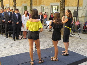 Diada Nacional 2018. Acte institucional al Pati de les Magnòlies, amb parlaments de Marta Madrenas, Miquel Noguer i Pere Vila