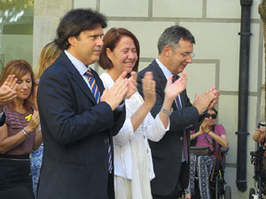 Diada Nacional 2018. Acte institucional al Pati de les Magnòlies, amb parlaments de Marta Madrenas, Miquel Noguer i Pere Vila