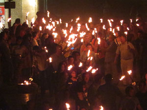 Diada Nacional 2018. XII Marxa de Torxes de Girona pels carrers del Barri Vell de Girona