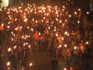 Diada Nacional 2018. XII Marxa de Torxes de Girona pels carrers del Barri Vell de Girona