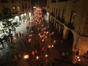 Diada Nacional 2018. XII Marxa de Torxes de Girona pels carrers del Barri Vell de Girona