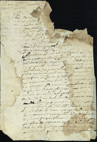 1651/12/19. El lloctinent Philippe de La Mothe, duc de Cardona, als jurats de la ciutat de Girona. Els comunica que ha prestat jurament del seu càrrec i els prega que enviïn el proper dia quinze de gener a La Garriga la lleva de sometent, armada i proveïda de queviures per quinze dies