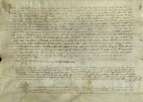 1376. Trasllat dun capítol de Corts donat pel rei Pere III a les Corts de Montsó de 1376 en què estableix que ni el rei ni el duc ni els seus oficials no puguin forçar ningú a lexili fora de llurs poblacions per raó dhost o per qualsevol altra, tant si es tracta dhabitants de ciutats i viles reials de Catalunya com de viles de prelats o nobles, si no és per execució de justcia, per procés de pau i treva o per procés de sometent. Cada veguer només podria manar i treure host dins la seva vegueria, si havia de sortir fora caldria fer-ho sota arbitri del rei o el duc, estant a Catalunya, a excepció daquelles vegueries que tinguessin altre costum.