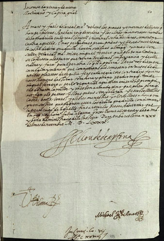 1580/11/30. El lloctinent Francesc de Montcada, comte dAitona i dOsona, als jurats de la ciutat de Girona. Atesos els greus delictes perpetrats per Antoni Roig de Tordera i altres delinqüents, els comunica que sha declarat sometent contra ells i els prega que tan aviat com Miquel Ferreró a qui se li ha confiat el cas, o el veguer els avisin, tinguin la millor gent armada preparada per a la persecució dels esmentats malfactors