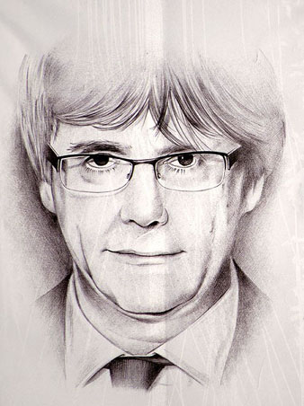 Retrat del President Puigdemont, fer per Jordi Magrià, Bicman, a la instal·lació