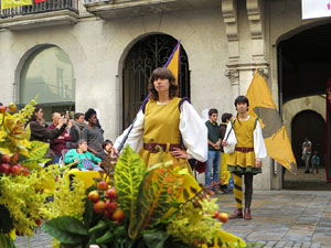 Fires de Sant Narc&iacute;s 2018. Toc de rams. Canvi dels rams de flors de les gegantes de Girona