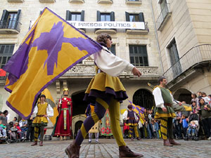 Fires de Sant Narc&iacute;s 2018. Toc de rams. Canvi dels rams de flors de les gegantes de Girona