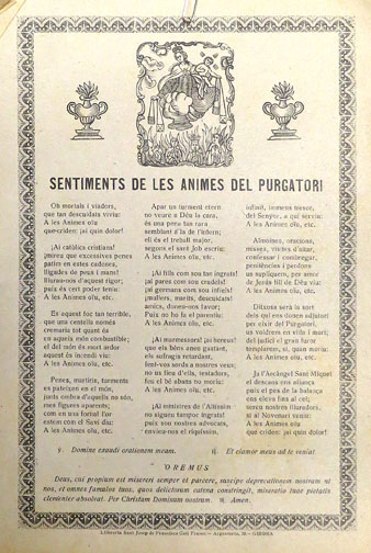 Sentiments de les ànimes del Purgatori. Ca. 1935