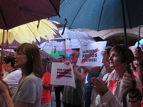 Assaig de la manifestació de l'11 de setembre a la plaça del Vi