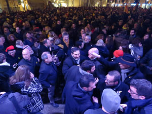Manifestació per la detenció del alcaldes de Verges i Celrà, Ignasi Sabater i Daniel Cornellà, i catorze persones més