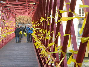 21F Vaga general. Enllaçada convocada per ANC Girona a la plaça Catalunya