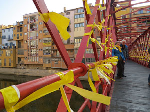 21F Vaga general. Enllaçada convocada per ANC Girona a la plaça Catalunya